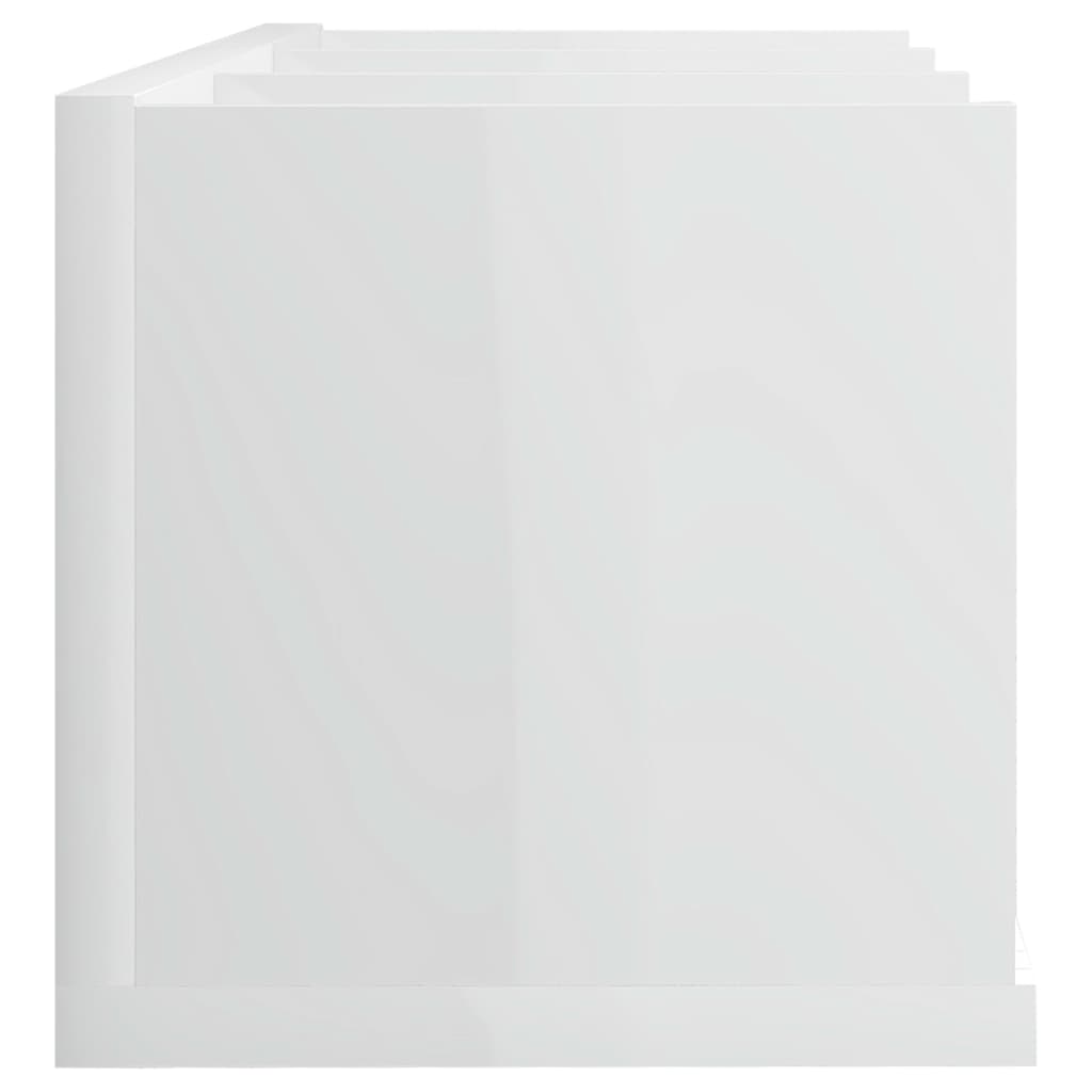 Scaffale Porta CD Parete Bianco Lucido 75x18x18 cm Multistrato